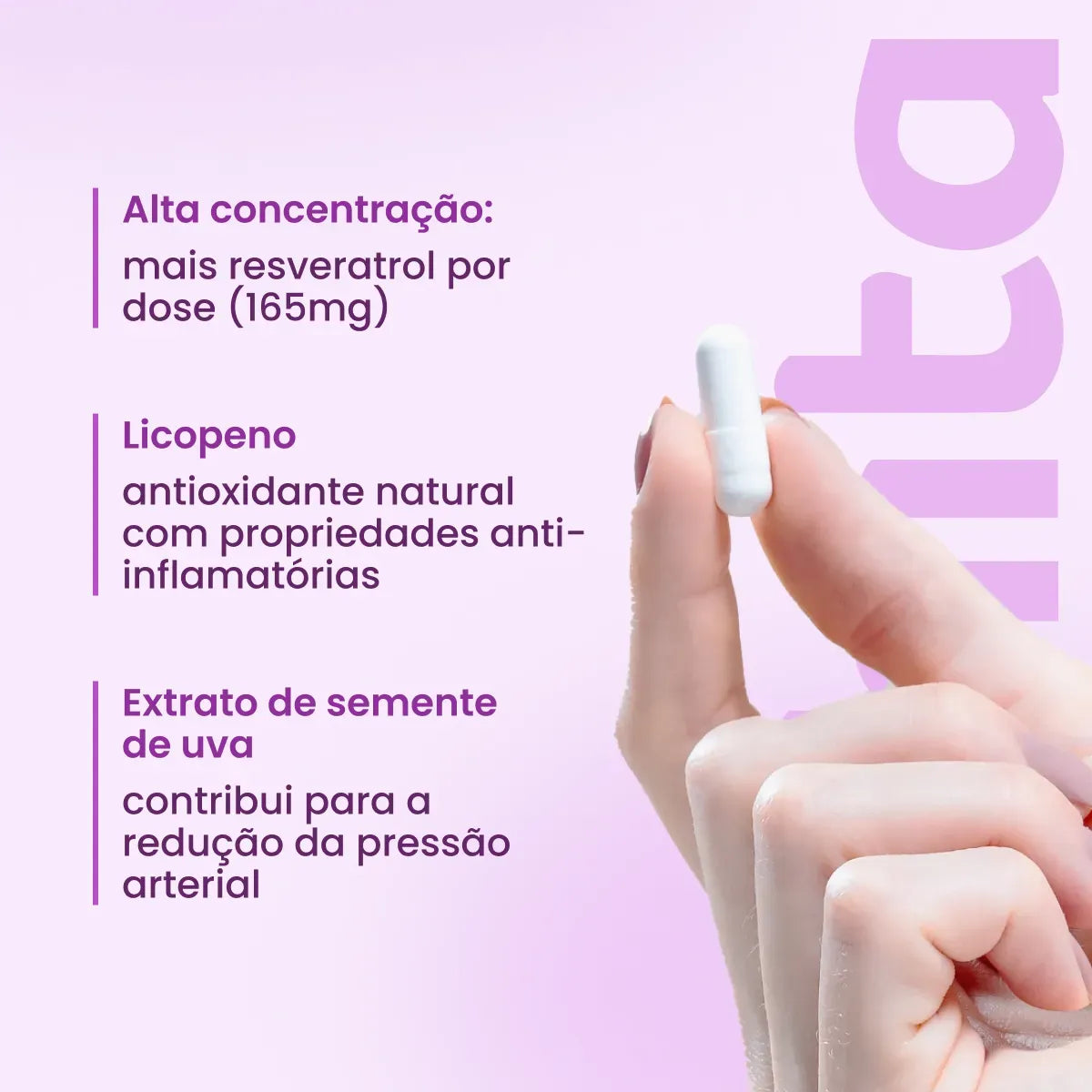 Resveratrol 165mg com licopeno, biotina e proantocianidinas em 1 cápsula